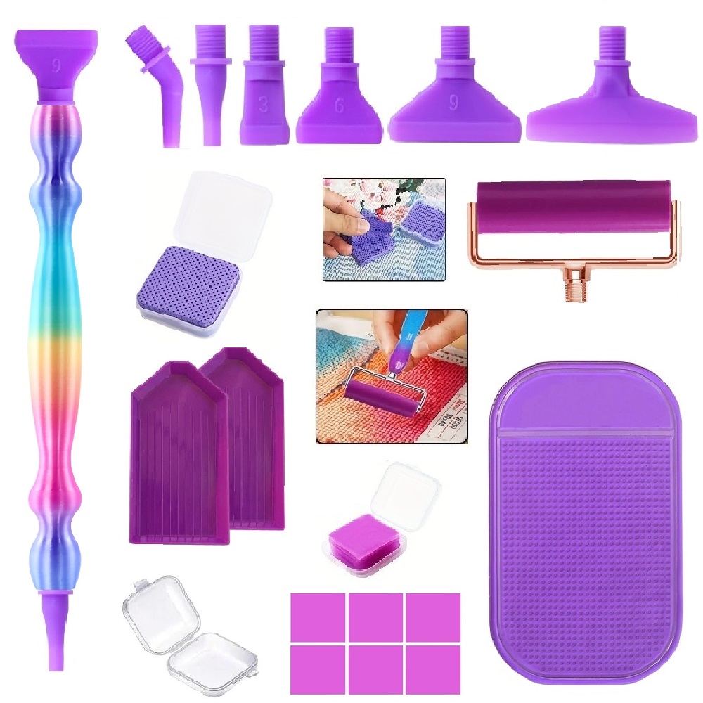 Drawing Tablet Pen Accessories - ชุดเครื่องมือทำภาพเพชร DIY ประกอบด้วยหัวขูดแบบมีเกลียว/หัวขูดขนาด 1/3/6/9 แบบเปลี่ยนได้, ผ้าทำความสะอาด