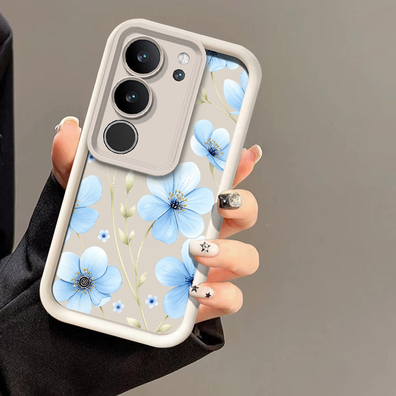 Vivo X200 - เคสโทรศัพท์ลายดอกไม้สีน้ำสีฟ้า สำหรับ Vivo X200 FE X100S