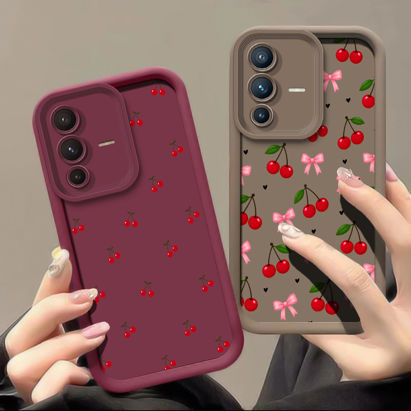 Vivo V40 - เคสโทรศัพท์ลายโบว์เชอร์รี่ สำหรับ Vivo V70 FE V60