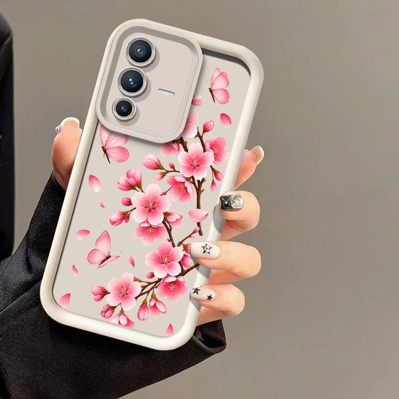 Vivo V40 - เคสโทรศัพท์ลายดอกซากุระสีชมพู สำหรับ Vivo V70 FE V60